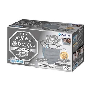 メガネが曇りにくいカラーマスク グレ－ 40枚入 1個