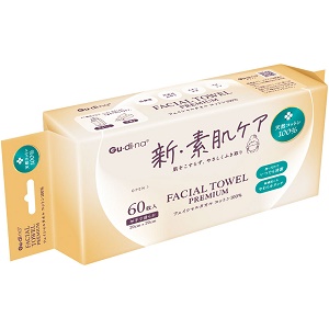 グディナ 新素肌ケア フェイシャルタオル プレミアム 60枚 1個