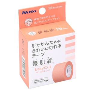 手でかんたんに切れるテープ「優肌絆」（ゆうきばん）25mm×7m 1個